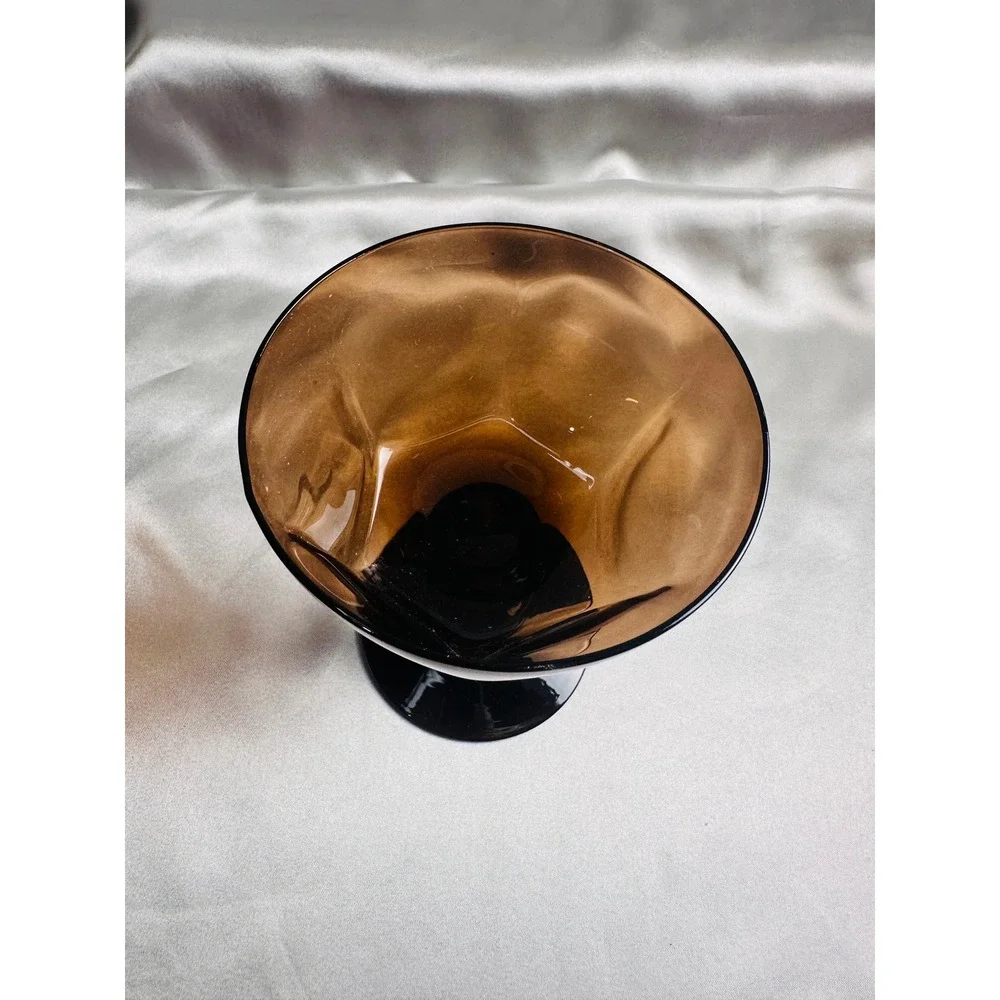Lenox Antique Brown Champagne Tall Sherbet Glasses Set of 6 Black Stem Vintage